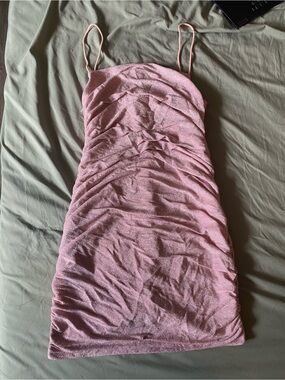 Classic Sparkly Pink Ruched Bodycon Dress - Women